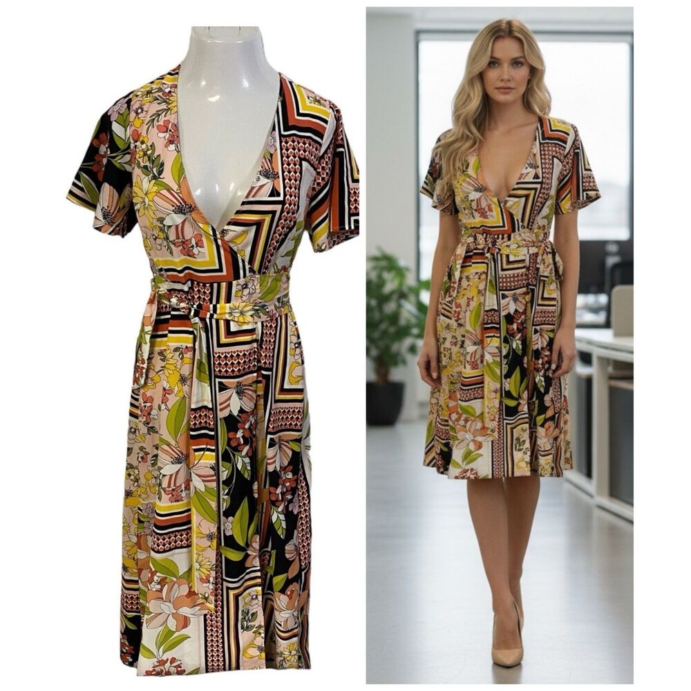 Who What Wear Dress Womens XS Wrap Maxi Boho Floral Church Date Elegant Vacation